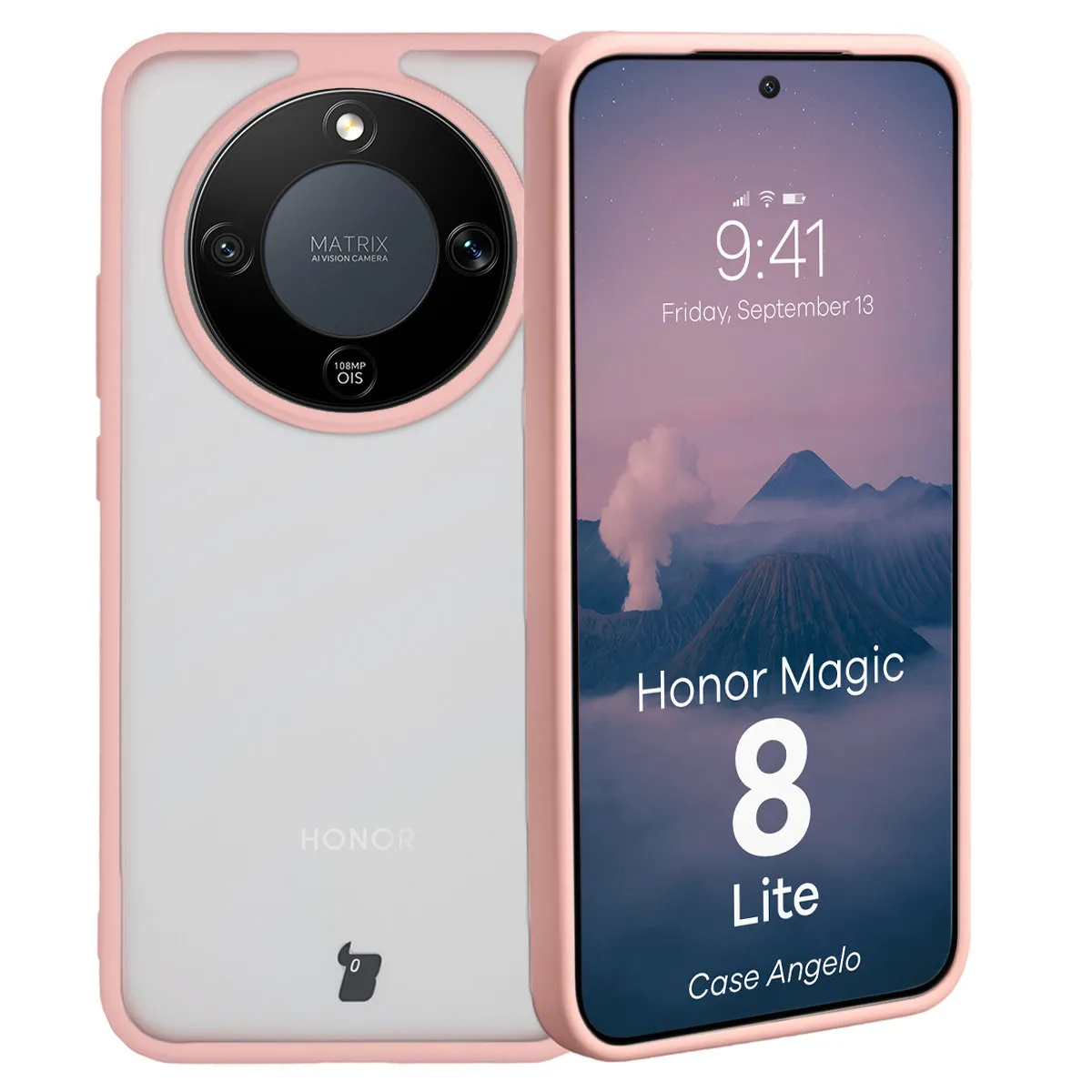 Etui Bizon Angelo do Honor Magic8 Lite Jasnoróżowy
