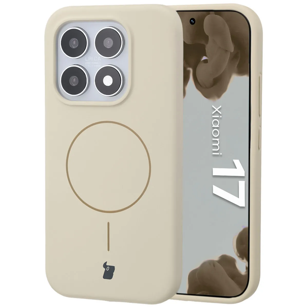 Etui Bizon Soft Magnetic do Xiaomi 17 Kremowy