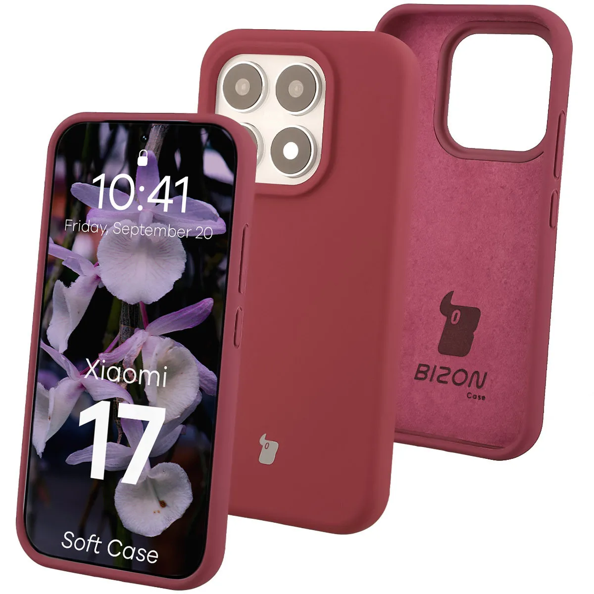 Etui Bizon Soft do Xiaomi 17 Śliwkowy