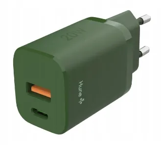 Ładowarka sieciowa Hune Eco USB-A USB-C 20W Zielony + Kabel USB-C 1,2m