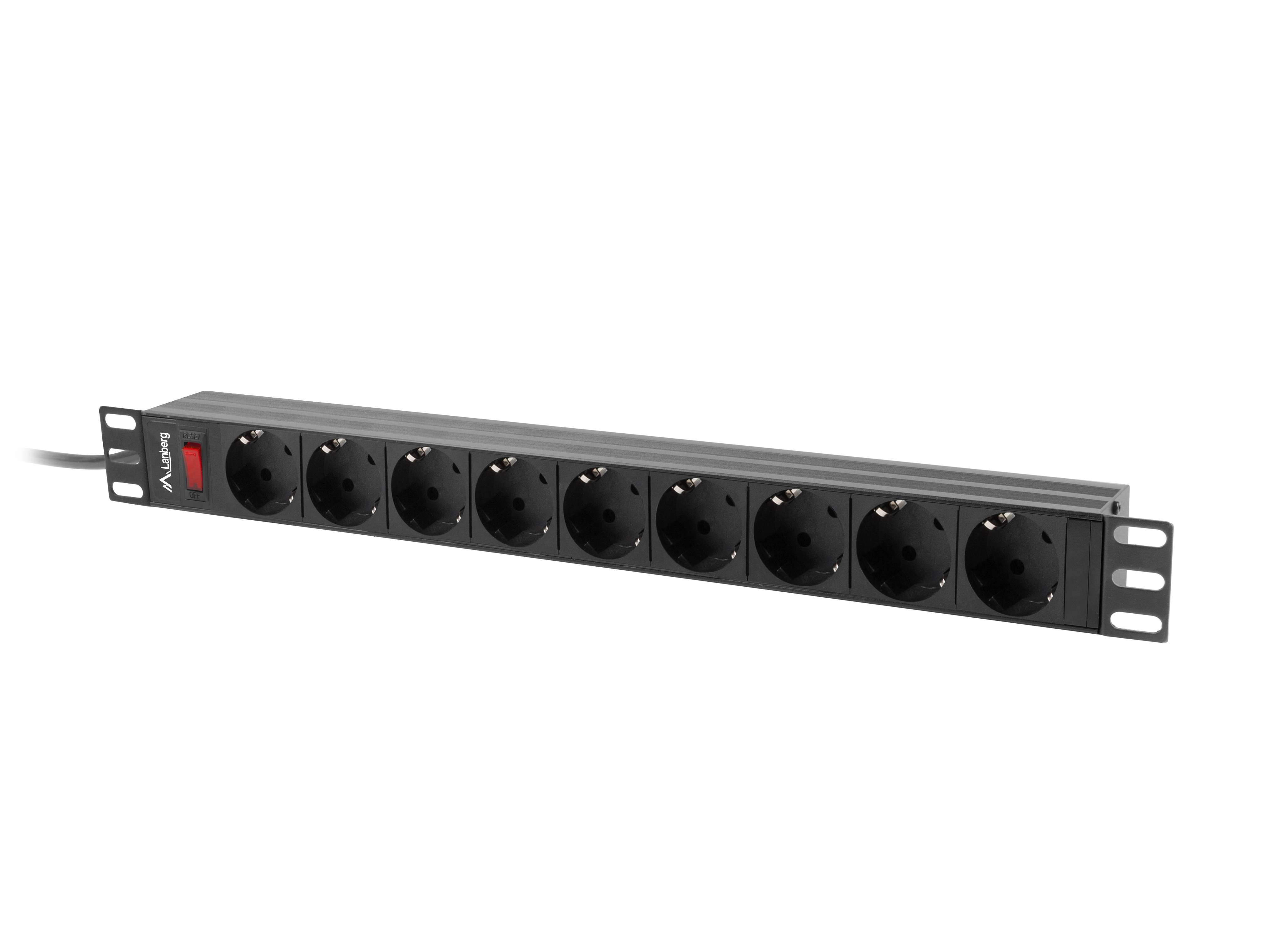 Listwa zasilająca Lanberg RACK PDU 19" 1U 16A 9x Schuko Czarny 3m