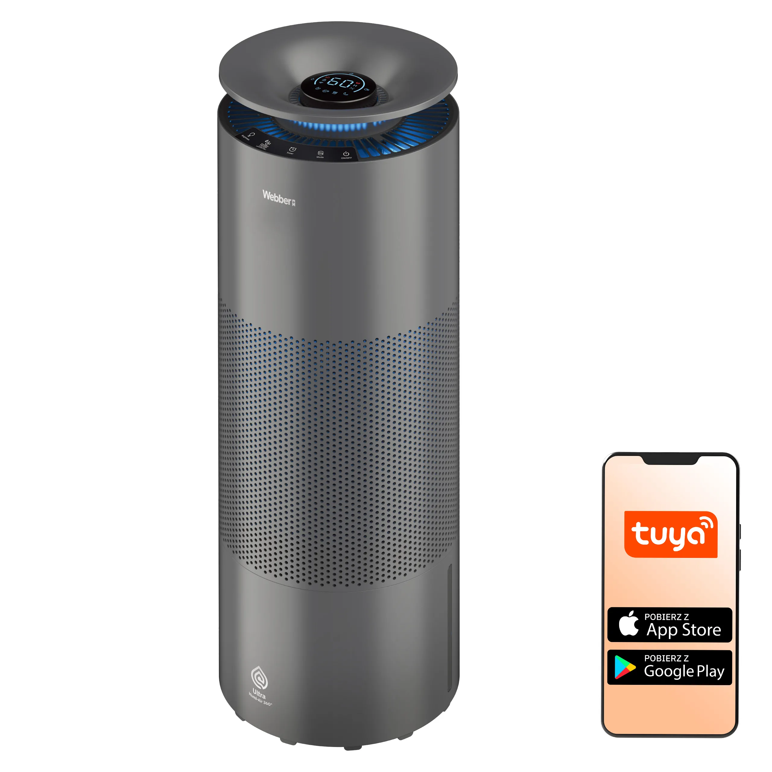 Nawilżacz ewaporacyjny Webber Taupe EH9004 Higrostat 8l 105m2