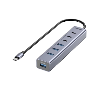 Hub USB Unitek H1335AGY01-EU USB-C 3x USB-C 10Gbps 4x USB-A 5 Gbps Szary