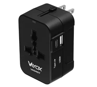 Adapter podróżny Vayox VA0407 UK/US/EU/AU USB-A USB-C 6A 1500W
