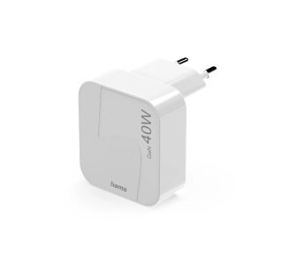 Ładowarka sieciowa Hama 201955 GaN 2x USB-C 40W Składana Biały
