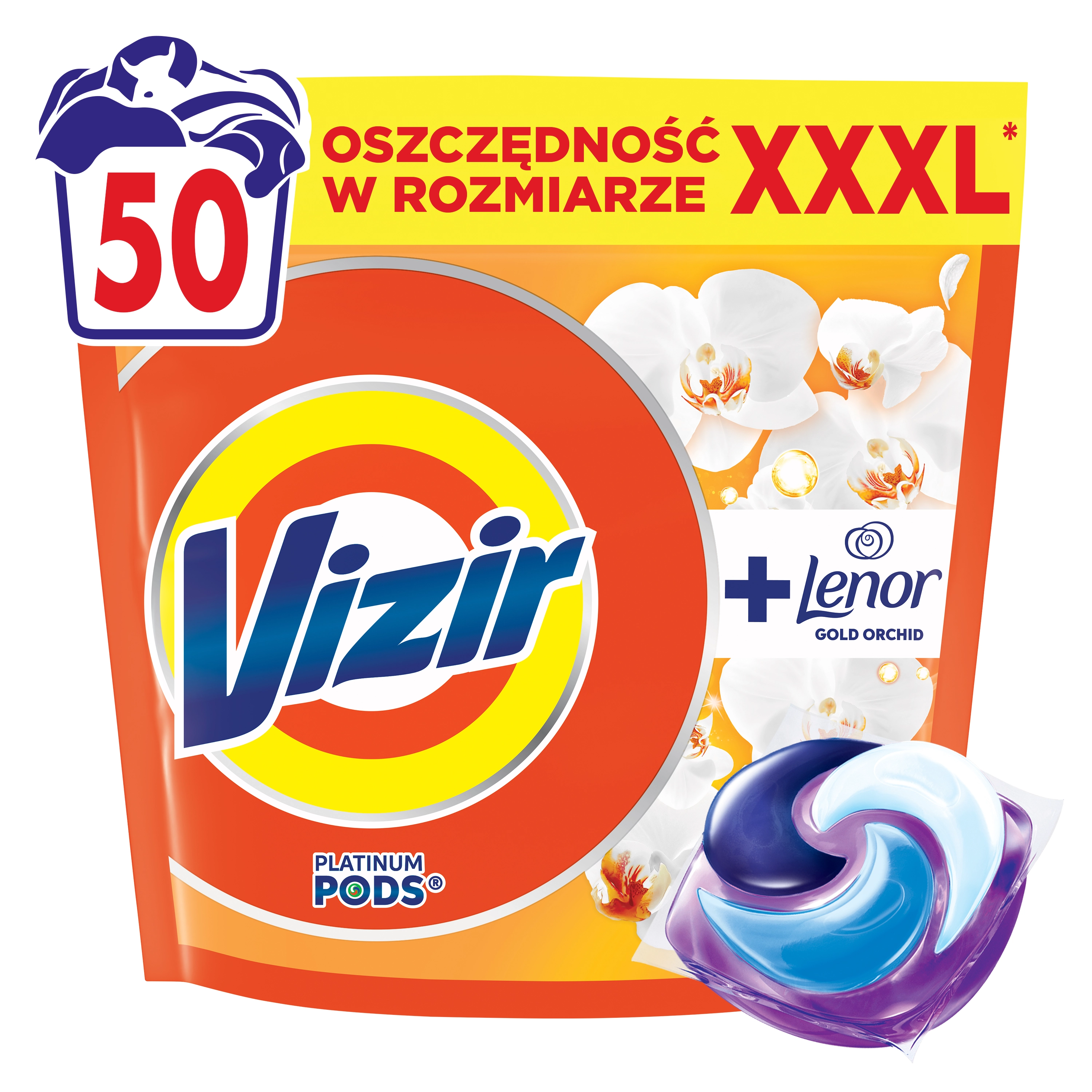 Kapsułki do prania Vizir Platinum PODS +Touch of Lenor Gold Orchid 50szt