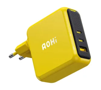 Ładowarka sieciowa AOHI Magcube PD 3.1 GaN USB-A 2x USB-C 140W Żółty