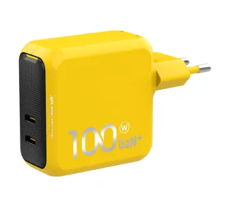 Ładowarka sieciowa AOHI Magcube GaN+ PD 2x USB-C 100W Żółty