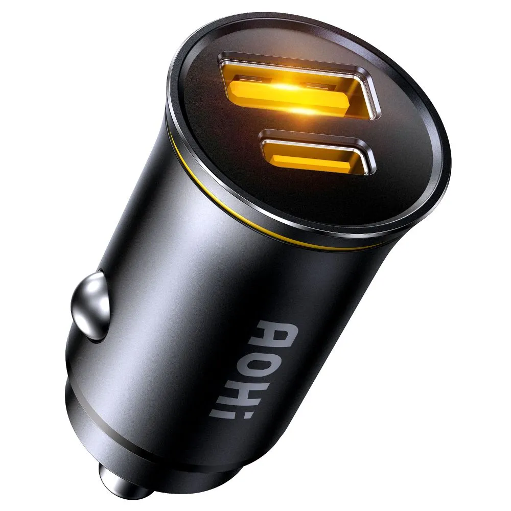 Ładowarka samochodowa AOHI Superauto USB-A USB-C PD 65W Czarny