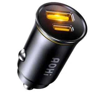 Ładowarka samochodowa AOHI Superauto USB-A USB-C PD 65W Czarny