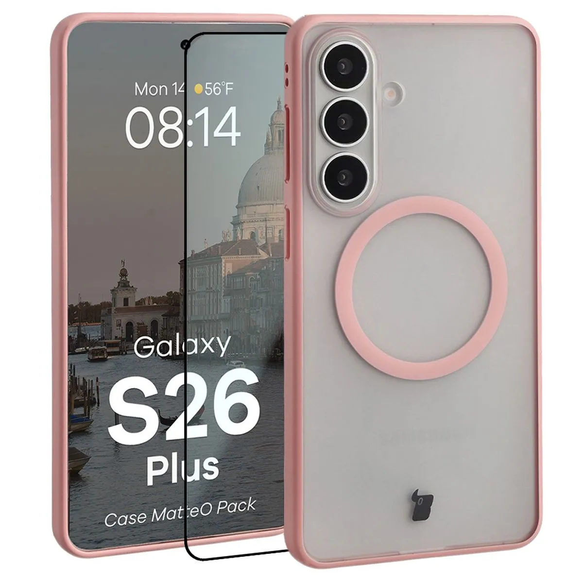 Szkło hartowane Bizon MatteO Pack do Galaxy S26 Plus Jasnoróżowy