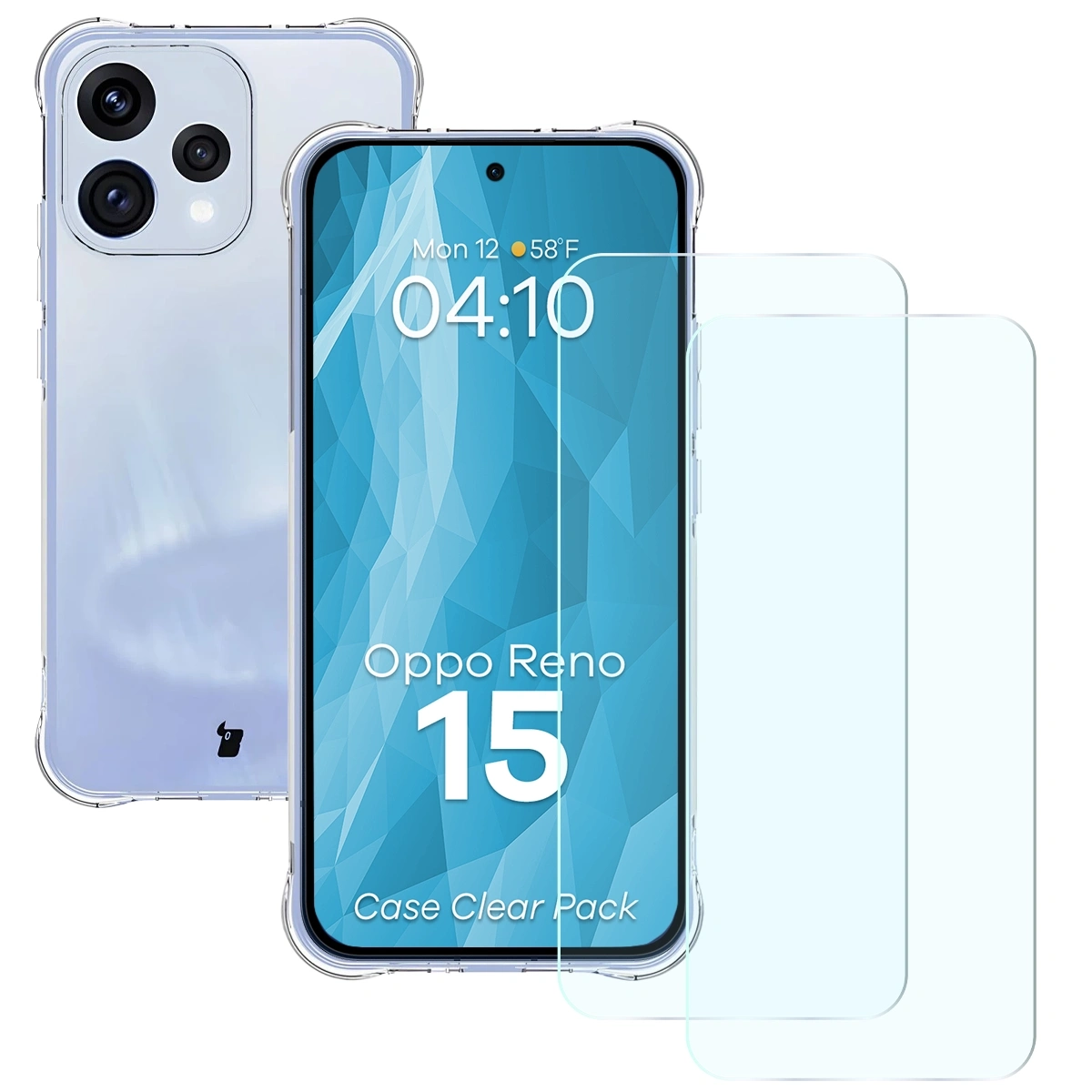 Szkło hartowane Bizon Case Clear Pack do Oppo Reno 15 Przezroczysty