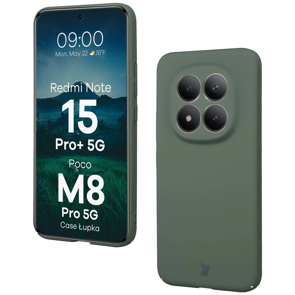 Etui Bizon Case Łupka do Xiaomi Redmi Note 15 Pro Plus 5G / POCO M8 Pro 5G Zielony