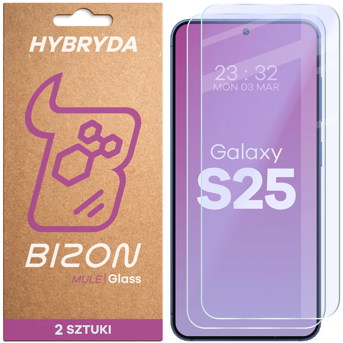 Szkło hybrydowe Bizon elastyczne Glass Mule Duo do Galaxy S25 2 sztuki