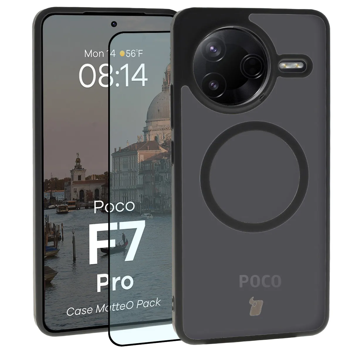 Szkło hartowane Bizon MatteO Pack do POCO F7 Pro Czarny