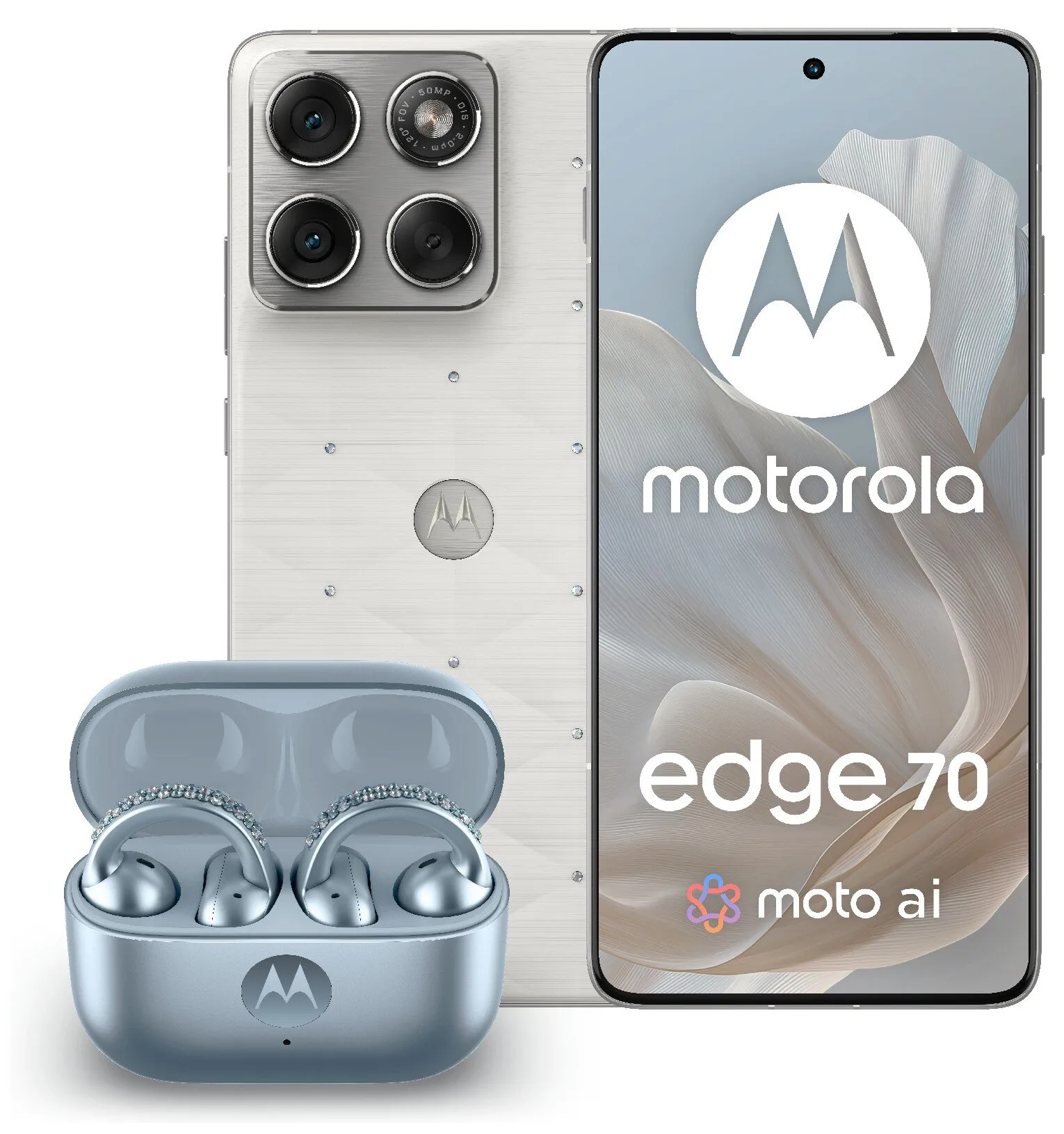 Smartfon Motorola edge 70 12/512GB Funkcje AI 6,67" 120Hz 50Mpix Biały + Słuchawki Moto Buds Loop