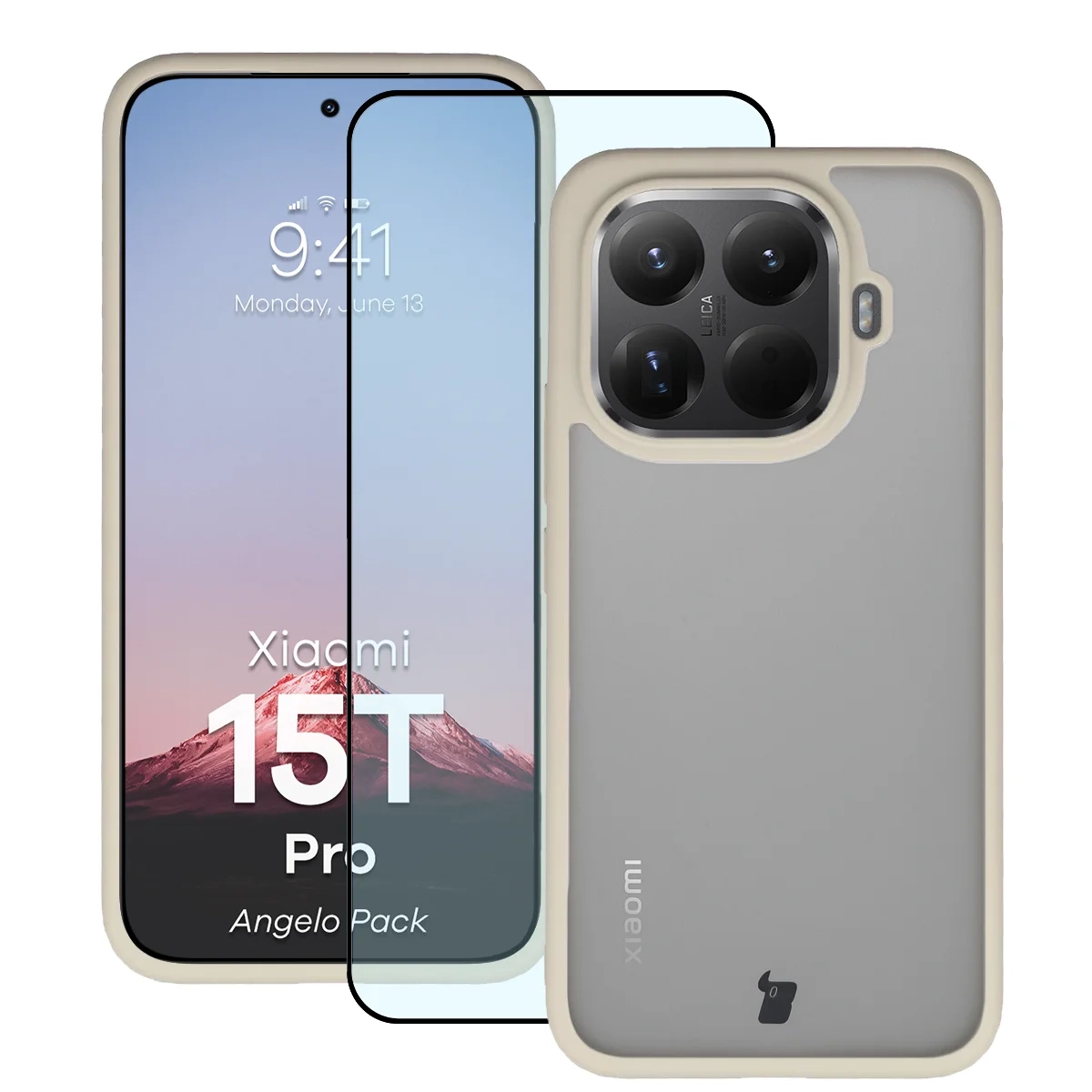 Szkło hartowane Bizon Angelo Pack do Xiaomi 15T Pro Beżowy