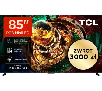 Telewizor TCL 85RM9L 85" RGB-Mini LED 4K 144Hz Google TV Funkcje AI Dolby Vision Dolby Atmos Bang & Olufsen HDMI 2.1 DVB-T2