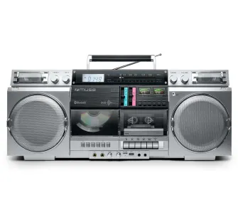 Radiomagnetofon Muse M-380 GBS Ghetto Blaster Bluetooth Srebrny