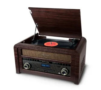 Gramofon Muse MT-115 DAB Półautomatyczny Przedwzmacniacz Radio DAB+ Bluetooth Odtwarzacz CD Brązowy