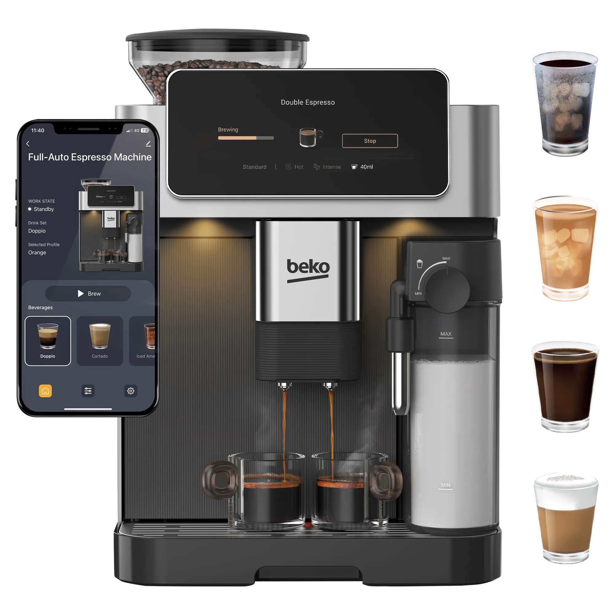 Ekspres Beko CaffeExperto CEG8564X Kawa mrożona Szerokość 27,5cm