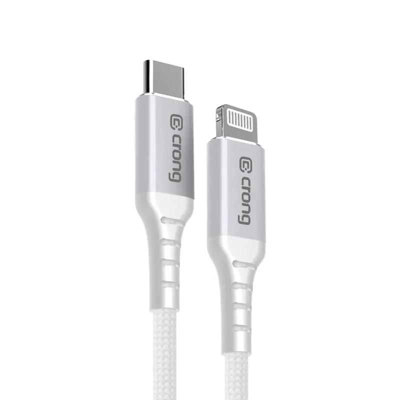 Kabel Crong Armor Link MFi Lightning do USB-C 60W 1,5m Biały