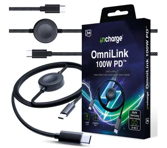 Kabel USB 3mk incharge OmniLink 2w1 100W PD 1,5m Czarny