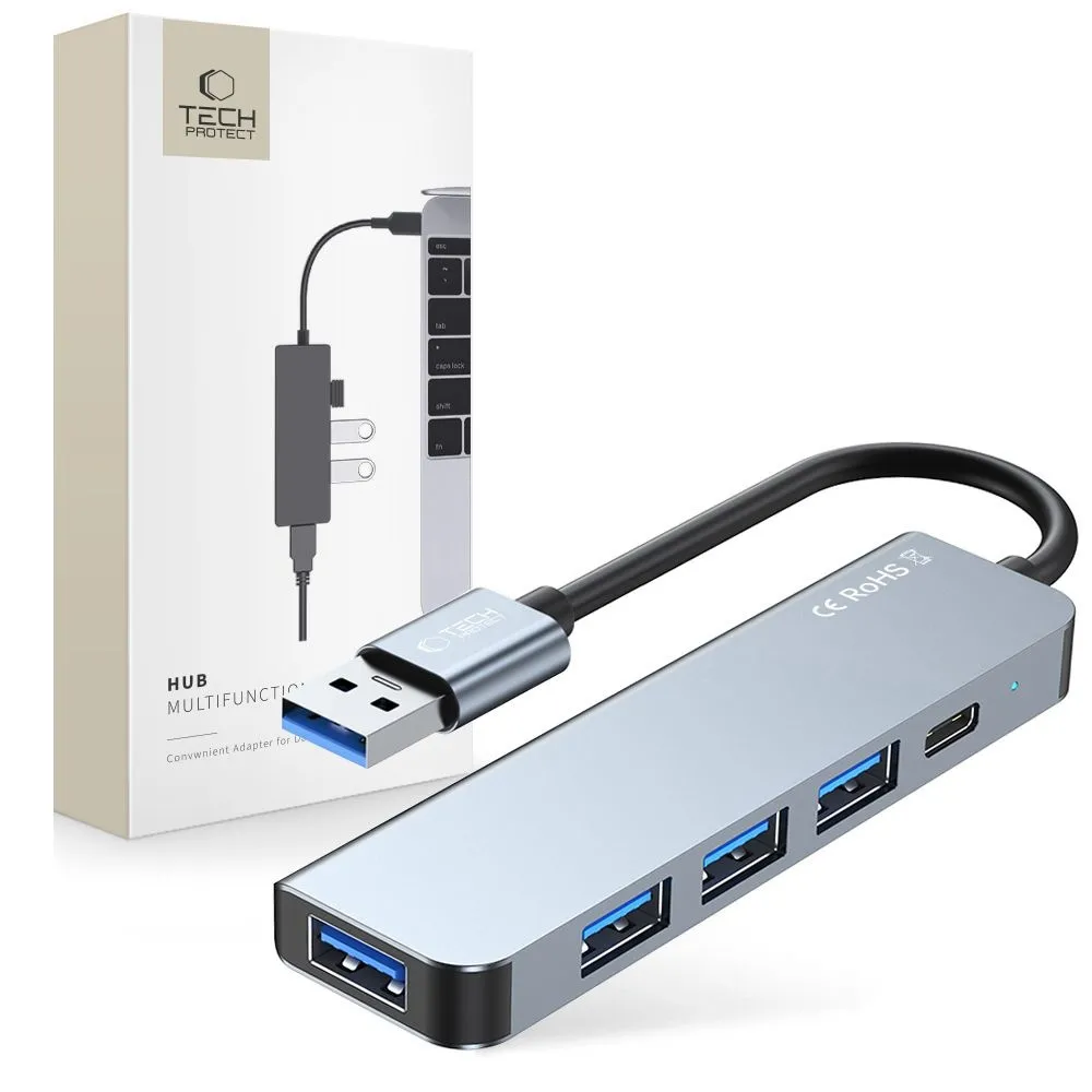 Hub USB Tech-Protect V0 5w1 USB-A USB-C Szary
