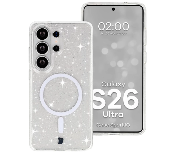 Bizon Case SparklO do Galaxy S26 Ultra Przezroczyste z Brokatem