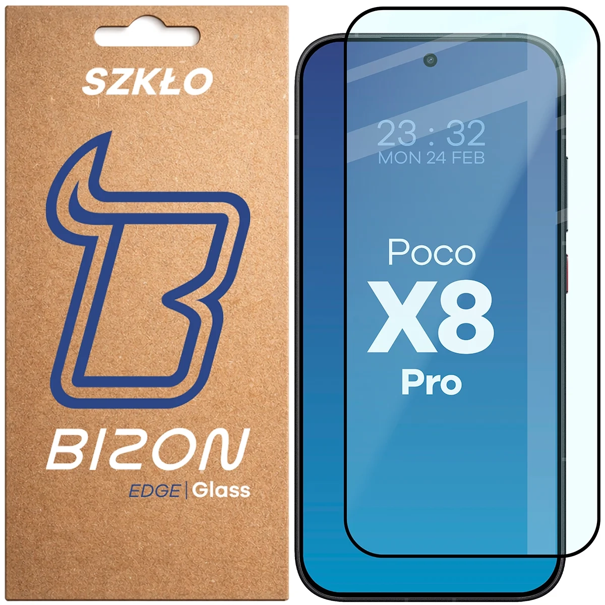 Szkło hartowane Bizon z ramką Glass Edge do Xiaomi POCO X8 Pro