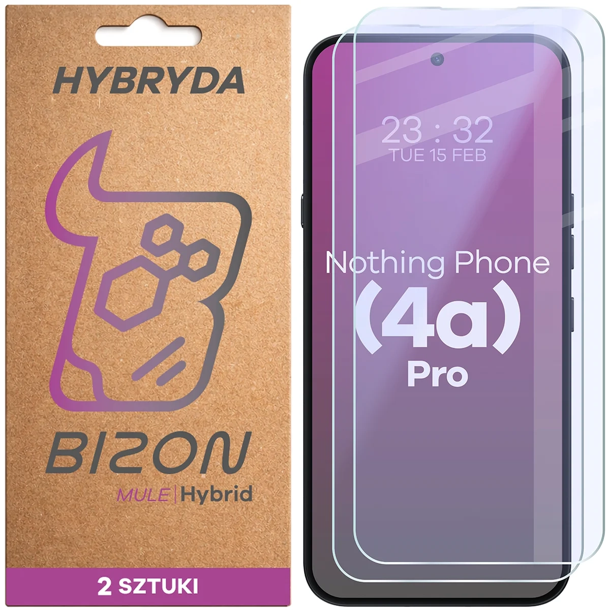Szkło hybrydowe Bizon elastyczne Hybrid Mule Duo do Nothing Phone 4a Pro 2 sztuki