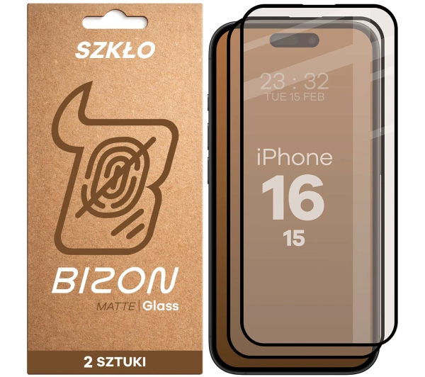 Bizon matowe Glass Matte Duo do iPhone 15 / 16 2 sztuki