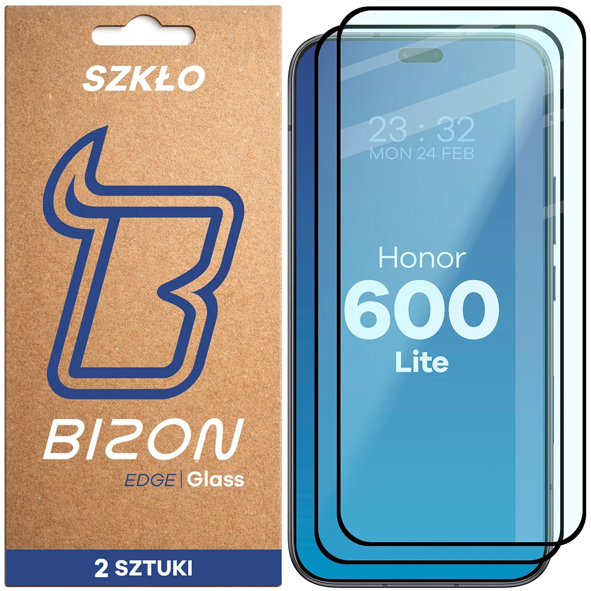 Szkło hartowane Bizon z ramką Glass Edge Duo do Honor 600 Lite 5G 2 sztuki