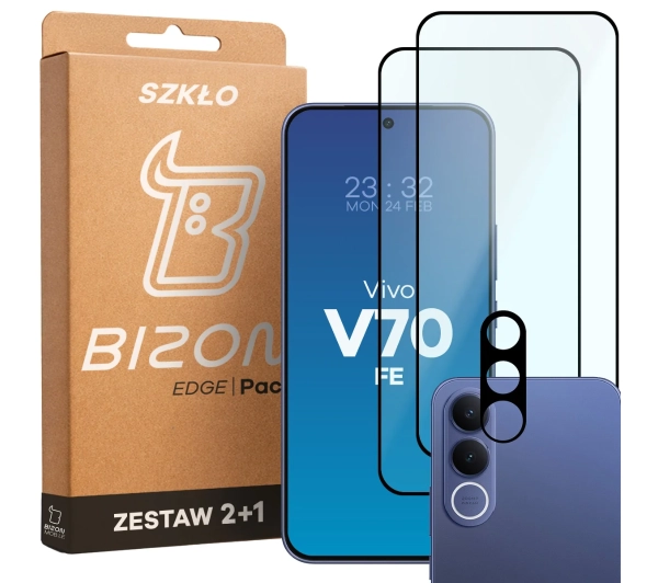Bizon 2x Szkło + szybka na aparat Glass Edge Pack do Vivo V70 FE 5G
