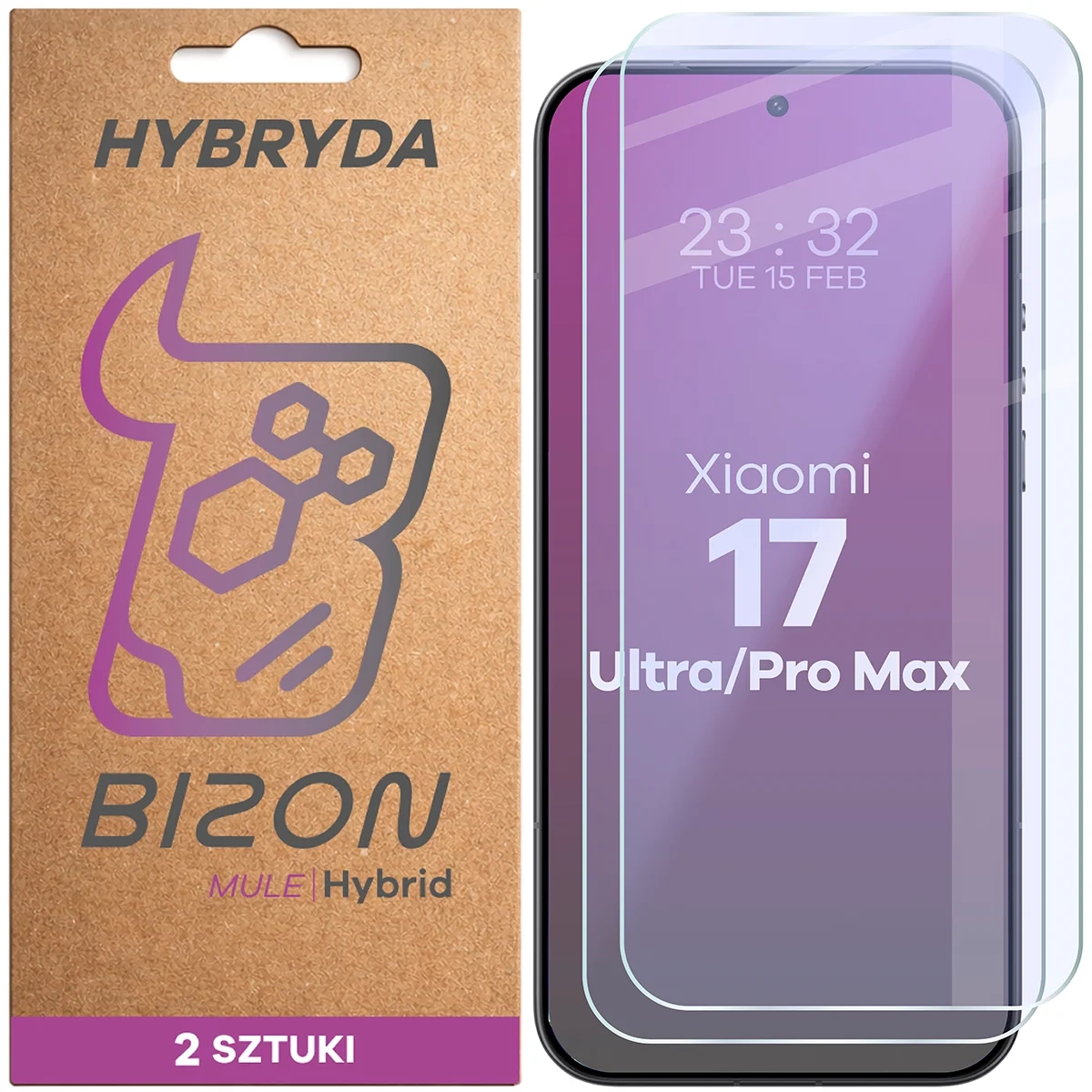 Szkło hybrydowe Bizon elastyczne Hybrid Mule Duo do Xiaomi 17 Ultra / 17 Pro Max 2 sztuki