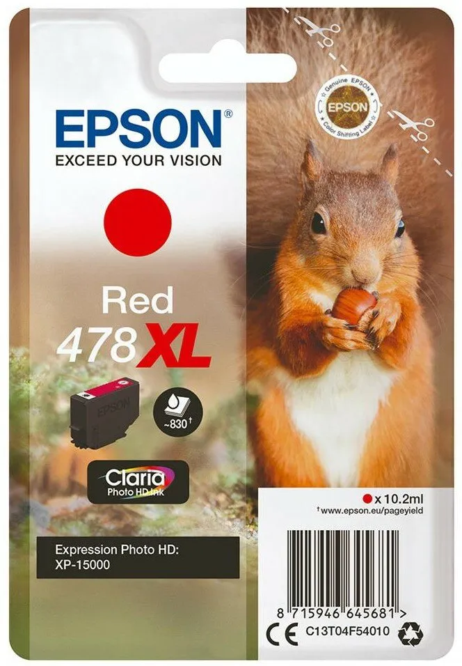 Tusz Epson 478XL Czerwony 10.2 ml C13T04F54010