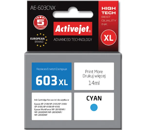 ActiveJet AE-603CNX (zamiennik 603XL) Błękitny 14 ml