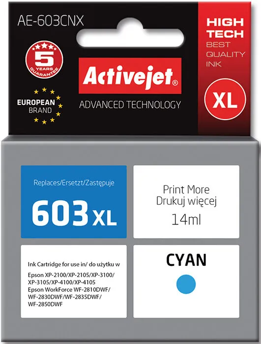 Tusz ActiveJet AE-603CNX (zamiennik 603XL) Błękitny 14 ml