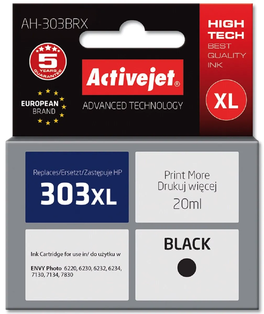 Tusz ActiveJet AH-303BRX (zamiennik 303XL) Czarny 20 ml