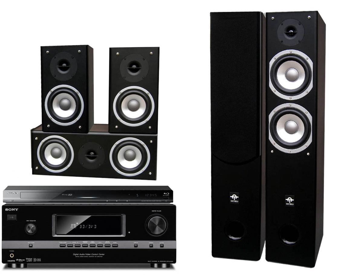 Zestaw kina Sony BDP-S480, STR-DH520, Amtech SS-AT7000 (czarny)