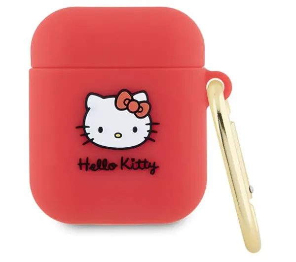 Hello Kitty Silicone 3D Kitty Head dla Apple AirPods 1/2 Czerwony