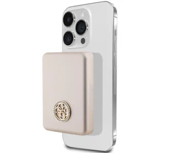 Ładowarka solarna Guess 4G Strassed Metal Logo MagSafe 3000 mAh 5W Złoty