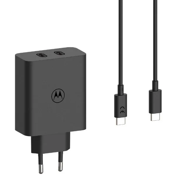 Ładowarka sieciowa Motorola TurboPower 125W Dual 2x USB-C z kablem USB-C 1m Czarny