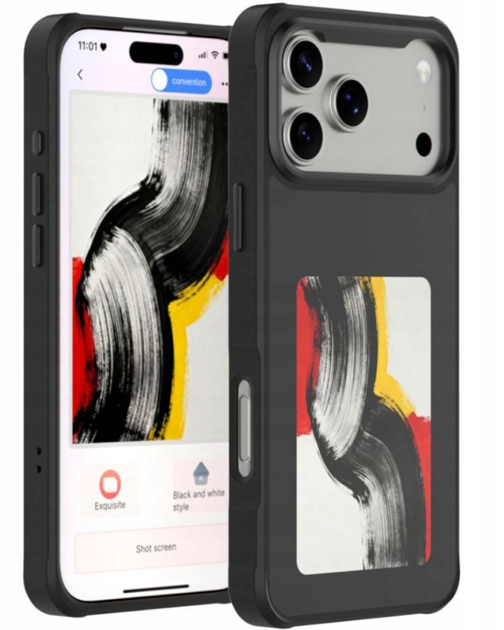 Etui 4smarts E-Ink z wyświetlaczem NFC Qi2 do iPhone 17 Pro Max Czarny