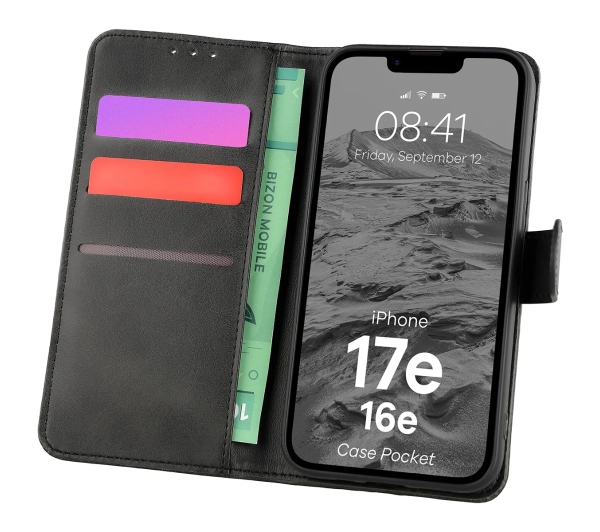 Bizon Case Pocket do iPhone 17e / 16e Czarny