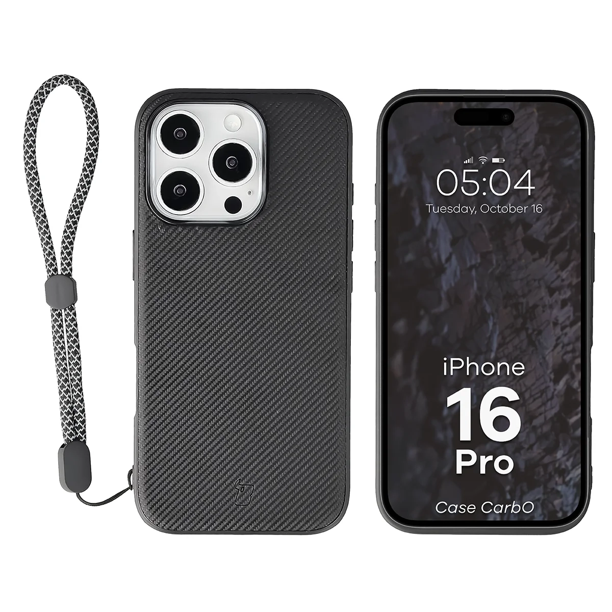 Etui Bizon Case CarbO do iPhone 16 Pro Czarny