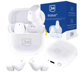 Słuchawki bezprzewodowe 3mk BlitzBuds Dokanałowe Bluetooth 6.0 Biały