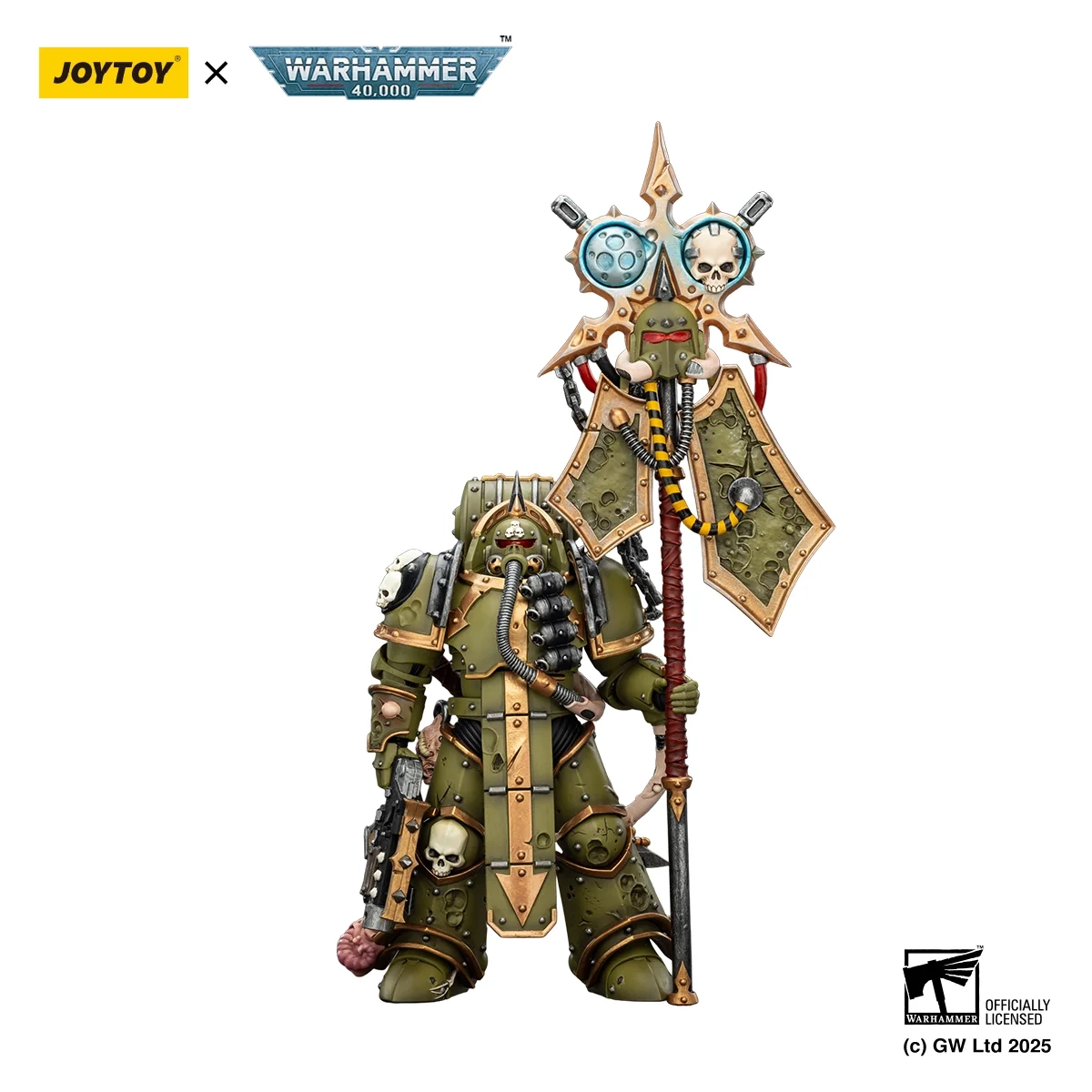 Figurka Joy Toy Warhammer 40k Death Guard Plague Marine Icon Bearer with Boltgun and Plague knife