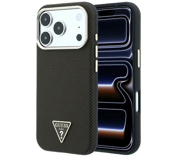Guess Kevlar Triangle Logo MagSafe do iPhone 18 Pro / 17 Pro Brązowy