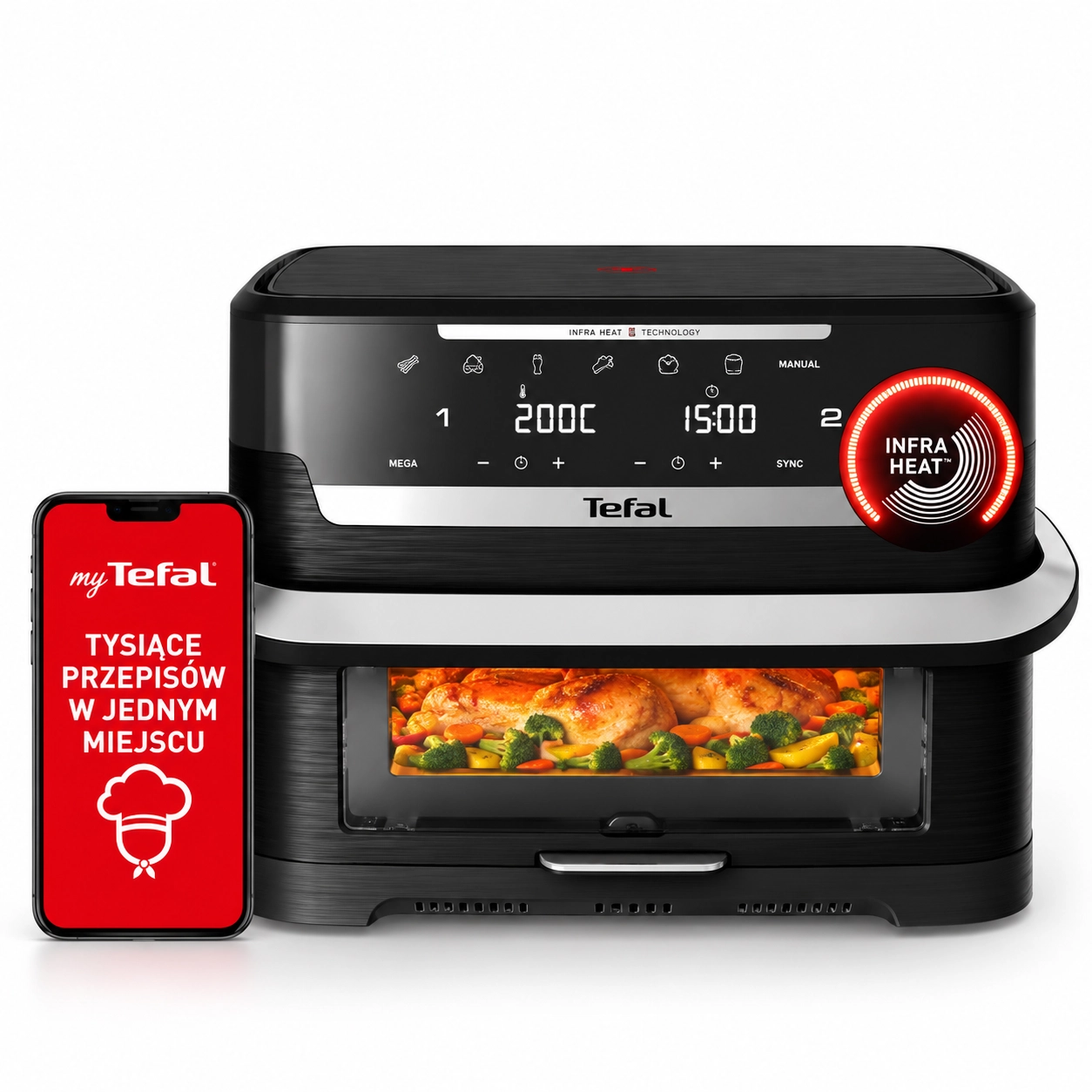 Air fryer Tefal Ever Fry Dual Flex EY9278 2700W 9l Aplikacja mobilna